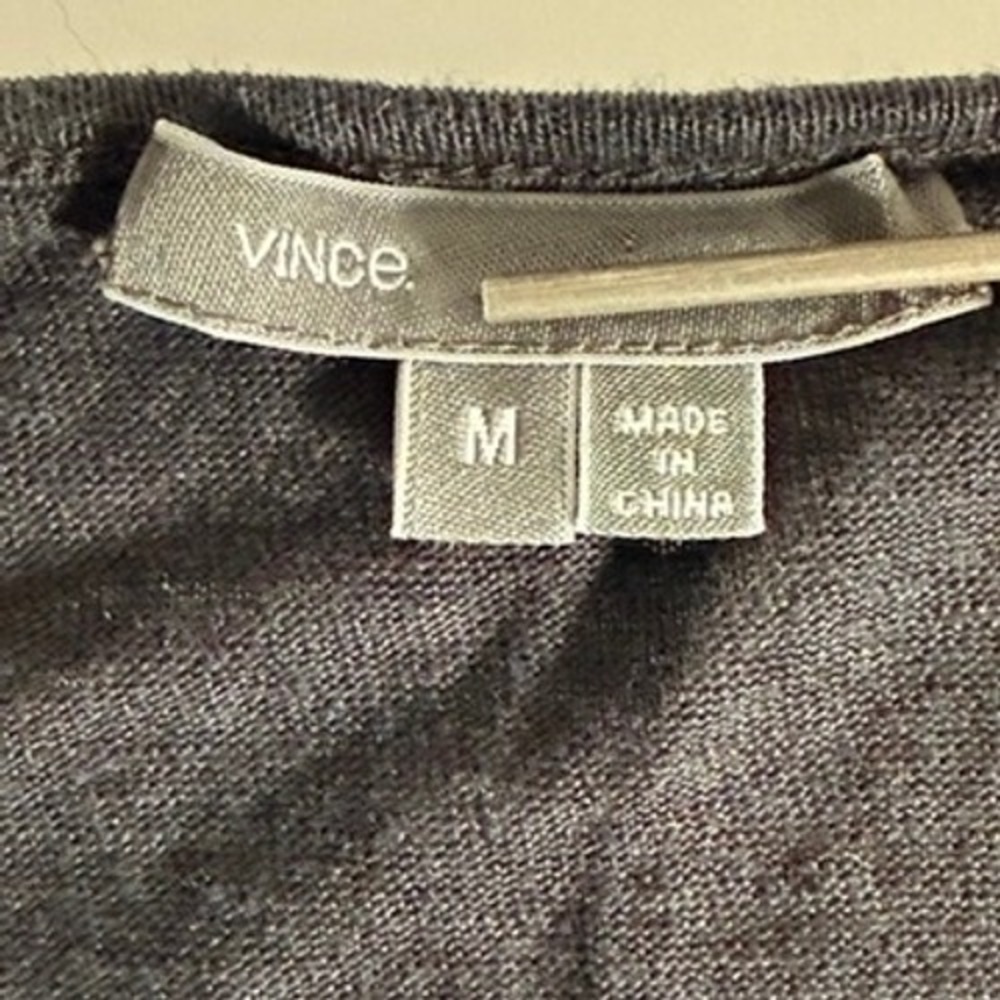 Vince Black 100% Tissue Linen Long Sleeve Top Crew Neck Medium y2k capsule fairy - Picture 3 of 9